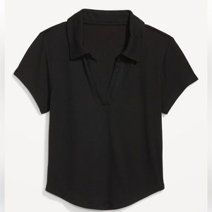 UltraLite rib-knit cropped polo shirt
